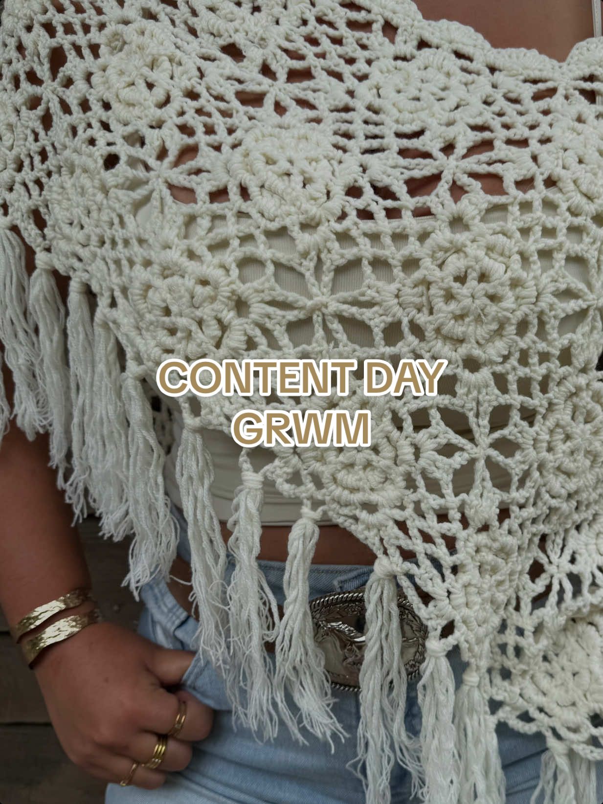 Let’s get ready for a content day!  Everything is @Fashion Nova  Wearing:  - Rose Crochet Rowana  - Sienna High Rise Ripped Denim Shorts  - Horse Rider belt  - West a Tennessee Tote Bag  - Dallas Darling Cowboy Boots  #outfitinspo #styleinspo #grwm #contentcreator #fashionnovahaul 