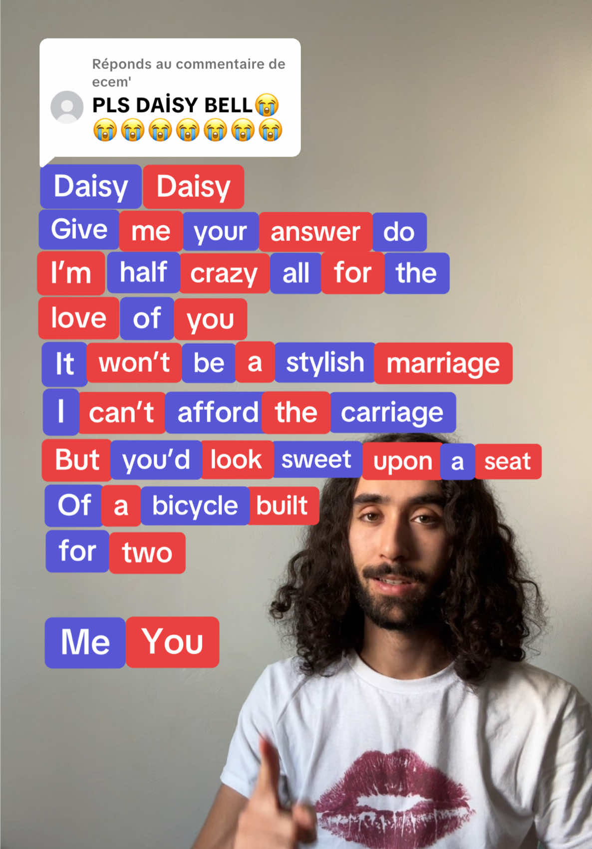 Réponse à @ecem' Top from @In Print We Trust Can you sing Daisy Bell 🔔 in karaoke ? 🎤 You’re 🔴 #duos #popcornduet #singing #challenge #singwithme 
