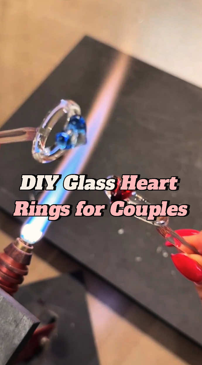 DIY Glass Heart Rings for Two  — Come to Our Workshop in London to DIY Glass Art📍 #Lampwork #GlassArt #craft #crafts #DIYArt    