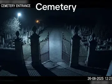Someone enters the Cemetery late night, scene captured by a CCTV #paranormal #fyp #scary #explore #horror 