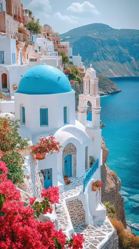 ✨ Dreaming of endless blue skies and crystal waters 🌊💙 Welcome to paradise on earth 🌺🏝️ #TravelGoals  #Santorini #BucketListTravel #IslandVibes #SummerEscape 