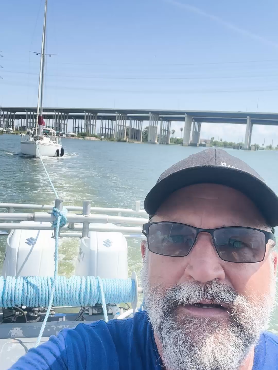 Captain Eric and Captain Rodney on the job in Galveston towing a 30ft Catalina sailboat. Whether you need an emergency tow or a scheduled tow, our crew is ready to get you back safely. #BoatTow #GalvestonBoating #SailboatTow #MarineAssistance #EmergencyBoatTow