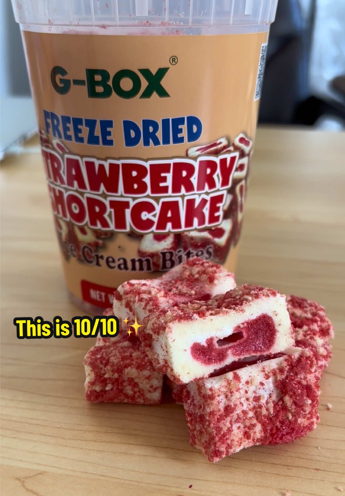 Can’t resist these freeze dried strawberry shortcake ice cream 🥰 #freezedriedicecream #icecream #tiktokshoprestock #sweets #fyp 