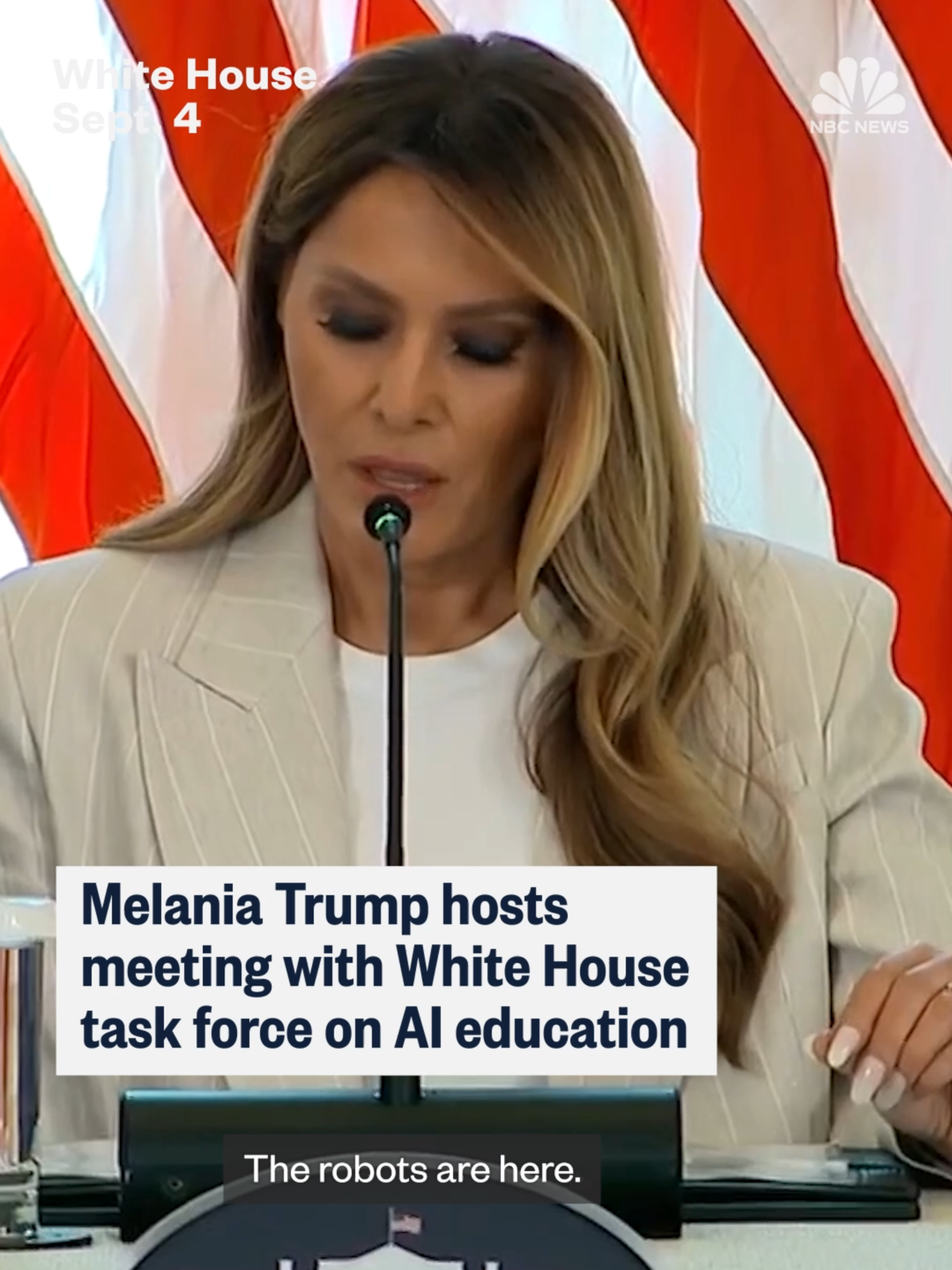 First lady #MelaniaTrump leads a meeting with the White House task force on #AI education.