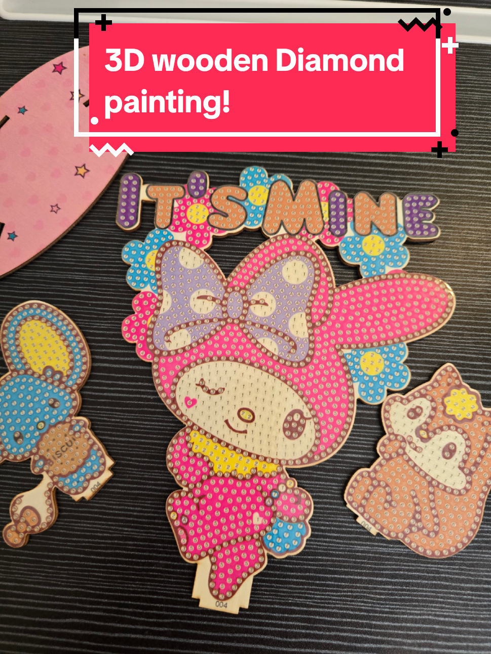 3D wooden My Melody Diamond painting! #diamondpainting #mymelody #homedecor #DIY #Cute 