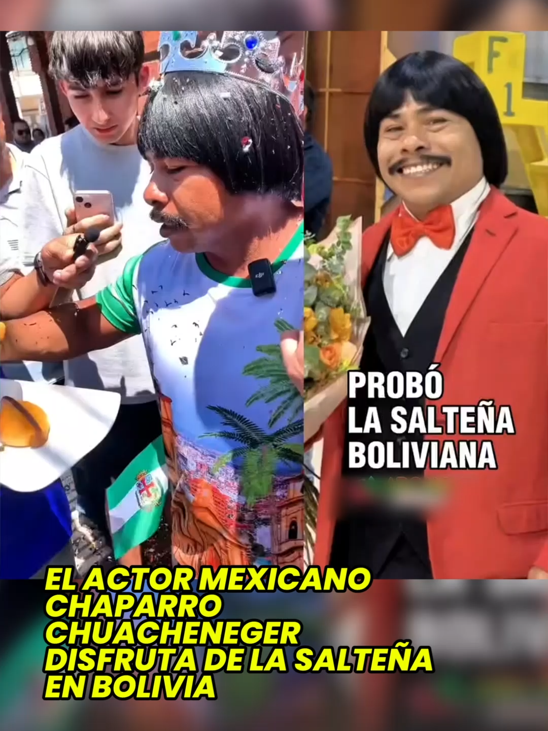 El reconocido actor Alejandro Rodríguez, más conocido como Chaparro Chuacheneger, se encuentra en Bolivia y aprovechó su visita para probar la tradicional salteña boliviana, uno de los platos más emblemáticos del país. 😋 @chaparrochuacheneger3 #Bolivia #Salteña #GastronomíaBoliviana #visitante #RedPatriaNueva