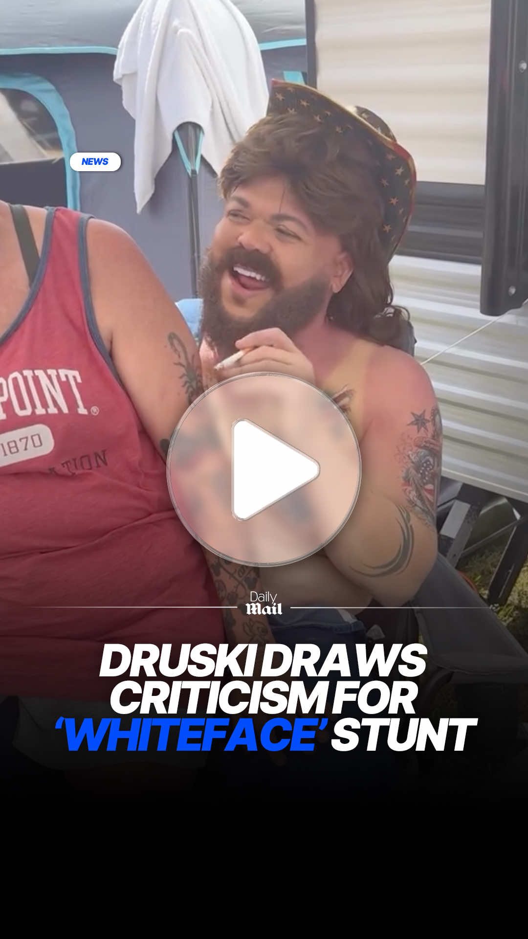 Black comedian Druski had himself made up in full whiteface for an online skit in which he parodied Middle American NASCAR fans. The 30-year-old comic, whose real name is Andrew Desbordes, was filmed walking around NASCAR's Southern 500 race in South Carolina, mingling jovially with cheerful white attendees and putting on a caricatured southern accent. The skit drew mixed reactions online, with some calling it 'hilarious,' and others branding it offensive. What do you think? Read more at DailyMail. #news #viral #druski #nascar 