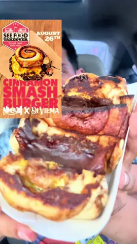 Trying the Cinnamon Juicy Lucy Burger from @Nimbuya X @Divilma | Cinnamon Rolls 🍔 @SeeFoodDiet  #Foodie #juicylucy #jucylucy #cinnamonrolls #orlando      