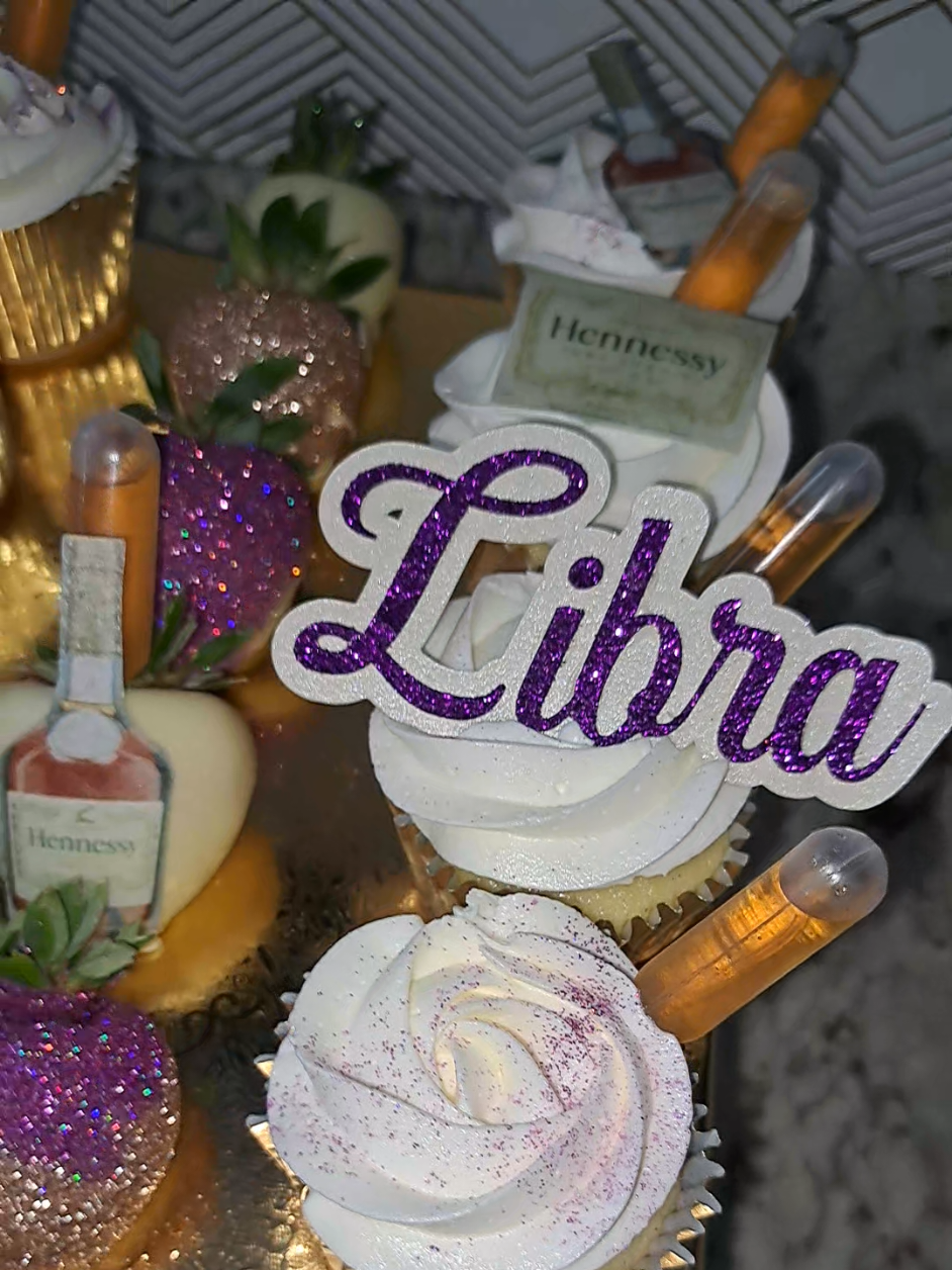 Balanced vibes only 💜♎️✨ Celebrating Libra season with boozy berries & cupcakes 🥂🍓 #LibraSeason #CustomTreats #BoozyDesserts #CakeTok #lakaycakes 