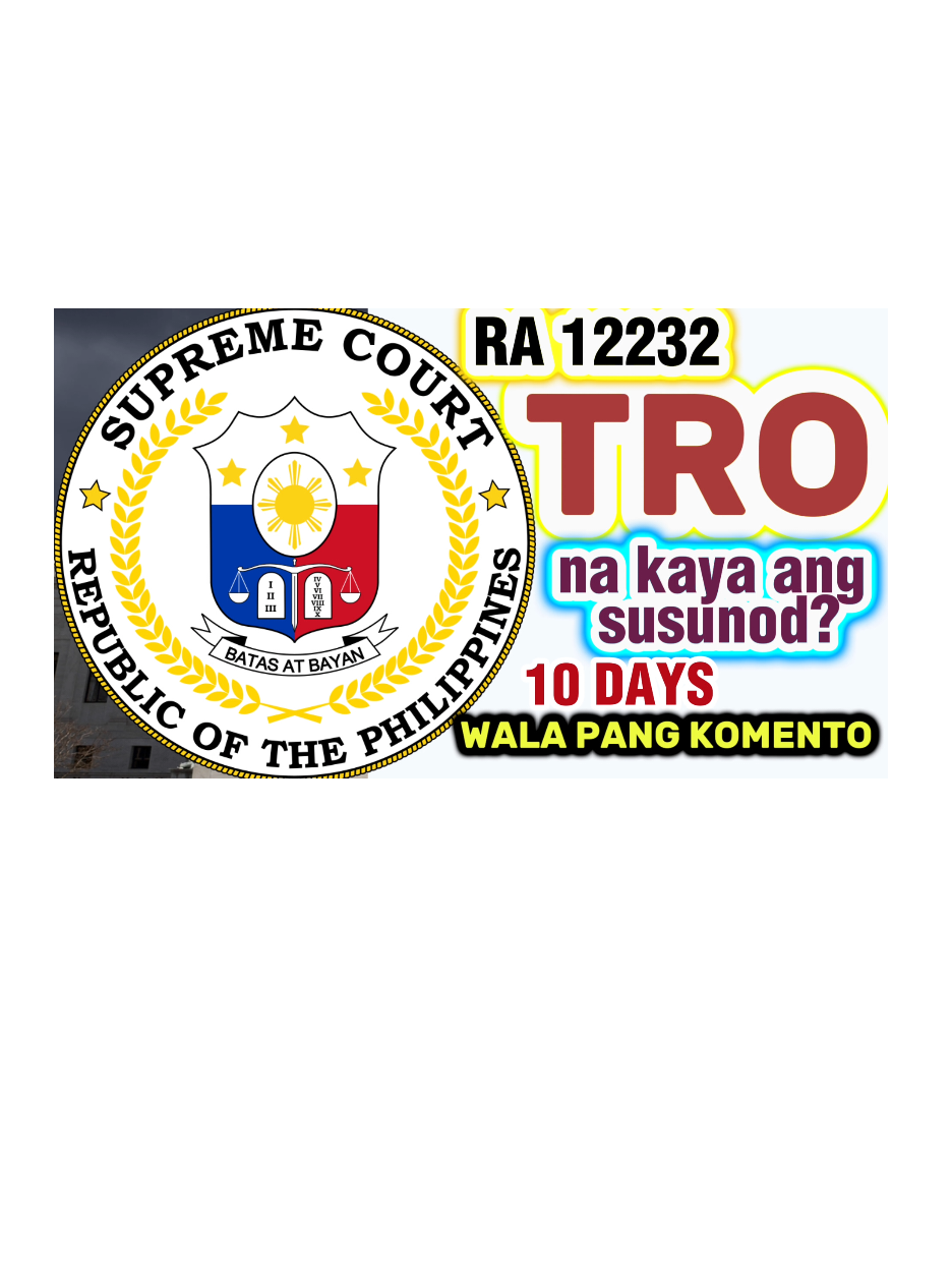 📖 Alamin ang buong update sa petition ni Macalintal laban sa RA 12232 at utos ng Supreme Court sa gobyerno. Ano ang epekto sa Barangay at SK Elections 2025? 🎯 “Supreme Court vs RA 12232: Malalagay ba sa Alanganin ang Barangay at SK Elections 2025?” 🔑  RA 12232 Supreme Court Update Barangay at SK Elections 2025 latest news Macalintal petition RA 12232 Supreme Court 10-day deadline Postponement of Barangay Elections Philippines RA 12232 unconstitutional petition SK Elections postponement issue 2025 Supreme Court en banc RA 12232 Philippine election law updates 2025 Barangay elections latest Supreme Court 📌  #RA12232 #SupremeCourtPH #BarangayElections2025 #SKElections #Macalintal    “SC vs RA 12232: Eleksyon Sa Alanganin?” “Barangay at SK Elections 2025: Tuloy o Iuurong?” ⏱️  0:00 – Intro: Ano ang RA 12232 at bakit kontrobersyal? 1:45 – Petition ni Macalintal laban sa RA 12232 4:30 – Utos ng Supreme Court: 10-day deadline sa gobyerno 7:10 – Ano ang epekto kung hindi makapagsumite ng komento? 10:00 – Posibleng senaryo: Tuloy o ipagpaliban ang BSKE 2025? 12:00 – Aral at mensahe para sa mga botante