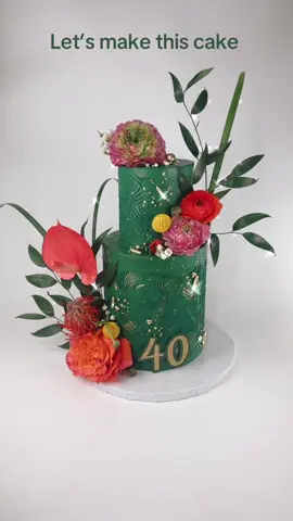 Floral tropical cake for 40th birthday #CakeDecorating #cakesfromscratch #CakeTutorial #buttercreamcake #customcakes 