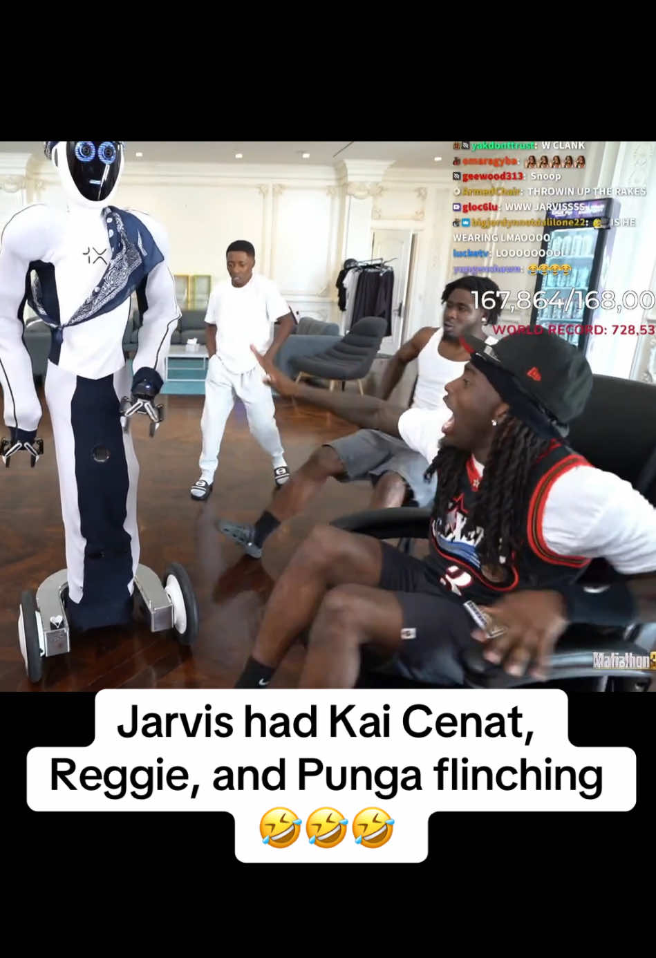 1x Robot Jarvis had Kai Cenat, Reggie, and Punga flinching 🤣🤣🤣 #kaicenat #kaicenattv #girlhefunny1x #pungaxdezz #kaicenatclips 