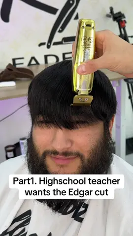 Part1. Highschool teacher wants the Edgar cut  - #katybarber #besthoustonbarber #losangelesbarber #labarber #miamibarber     