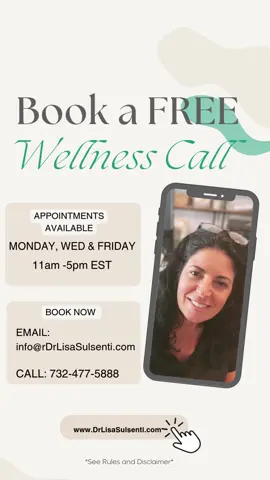 🍔 I’m offering a FREE 20-minute wellness call to help you get clear on your health concerns and see if functional medicine is the right fit for you. Whether you’re dealing with hormone imbalances, bloating, digestive issues, brain fog, fatigue, or just feeling off—this is your chance to get personalized guidance and a starter plan tailored to YOU. No pressure, no commitment—just real support. 📞 Spots are limited, so grab your free call now! *Online Booking: 👉Directions and access are here-> https://drlisasulsenti.com/shop/ols/products/20--minute-free-wellness-call👈 *Email: Info@DrLisaSulsenti.com *Phone: 732-477-5888 My FREE 20-Minute Wellness Call ends September 30th! #leakygut #thryoid #acidreflux #chronincfatigue #parasites #candida #infertility #polycysticovarysyndrome #sinus #allergies #migraines #functionalmedicine #fibromyalgia #arthritis #autoimmune #Autism #anxiety #DrLisaSulsenti