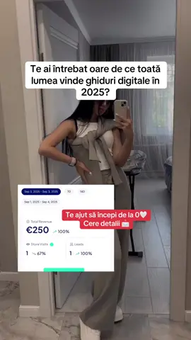 Răspunsul e destul de simplu: ✔️ Produsele digitale sunt cerute peste tot în lume – oamenii vor informație rapidă, practică și organizată. ✔️ Odată ce ai ghidul, îl poți distribui de nenumărate ori, fără cos turi suplimentare. ✔️ Nu ai nevoie de stocuri, transport sau depozitare. Totul se livrează instant, online. ✔️ Este un model de lucru flexibil – îl faci de pe telefon, de oriunde, chiar și cu un program încărcat. ✔️ Înveți și tu, în timp ce ajuți pe alții să rezolve probleme reale prin informația din ghiduri. De aceea tot mai multe persoane aleg ghidurile digitale: sunt simple, accesibile și îți oferă libertatea să construiești ceva al tău fără să fii nevoită să te expui. 📩 Dacă vrei să afli concret cum funcționează și cum poți începe și tu, scrie-mi „ghid” și îți trimit toate detaliile. #mamicipetiktok #pentrutine #produsedigitale #mamiciindependente #femeionline 