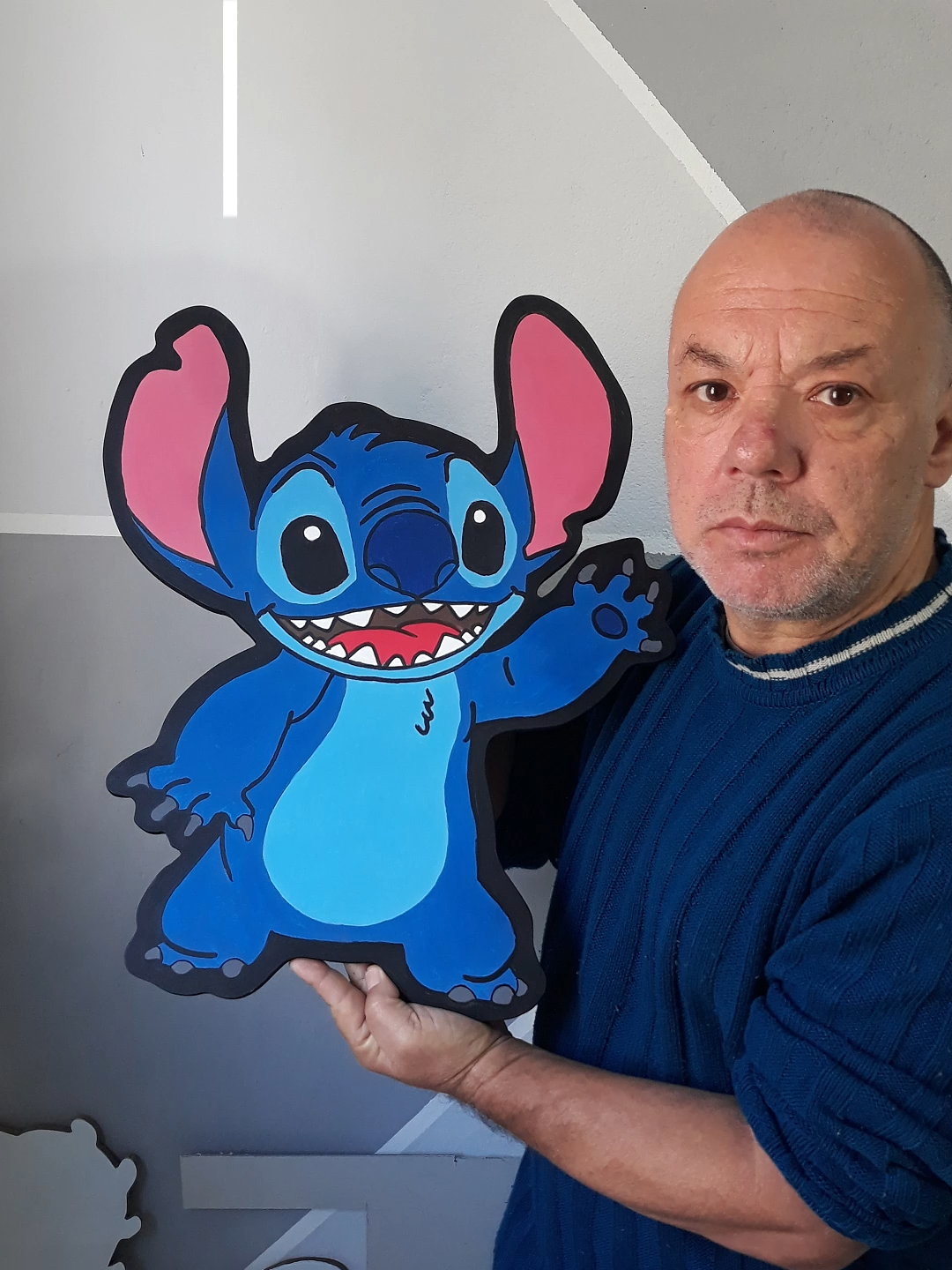 Stitch  Pintura em Madeira  Artista: Claudio calixto