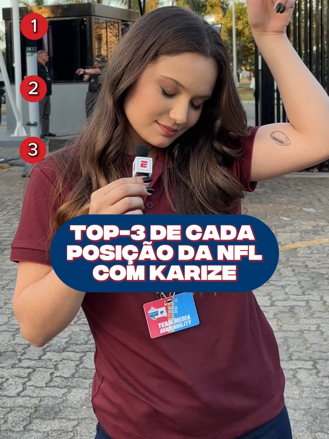 ACERTOU NOS TOP-3? 👀🔥 A @karizebrumoficial elegeu o três melhores de cada posição da NFL!  Assista ao NFL São Paulo Game entre Chiefs e Chargers, nesta sexta-feira (5), às 21h, no #DisneyPlus #NFLnaESPN #Chargers #Chiefs #NFL #NFLBrasil