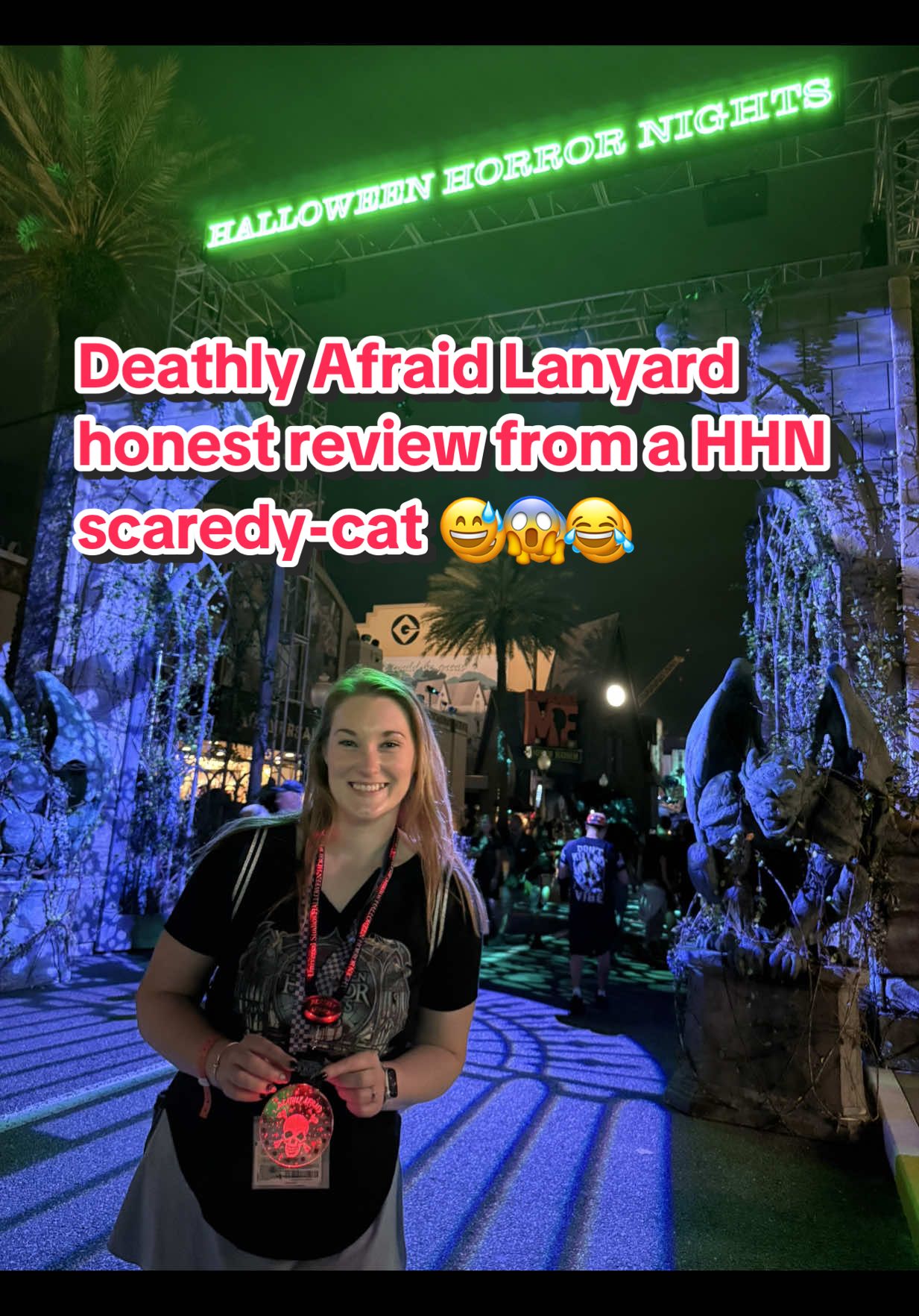 New this year at Halloween Horror Nights is the Deathly Afraid Lanyard, a light-up lanyard available for purchase that’s designed to limit scares in common areas and scare zones. ⚡️  While it doesn’t apply inside haunted houses—and scare-free evenings aren’t guaranteed—it does give guests a way to signal scareactors for a less intense experience. I tested it out myself and found it to be not completely scare-free (which matches the branding), but it did change how I experienced certain parts of the event!👻 I definitely think it’s worth considering if you’re nervous about HHN this year.  @Magical Vacation Planner @Universal Orlando Resort @Halloween Horror Nights  #halloweenhorrornights #hhnfam25 #deathlyafraidlanyard #magicalvacationplanner #adventuresbymeagan