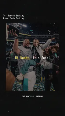 “Our whole family would always love you no matter what you do.” As the @philadelphiaeagles raise their Super Bowl banner, Jada Barkley’s heartfelt voicemail to her dad, Saquon Barkley, only gets better. 💚
