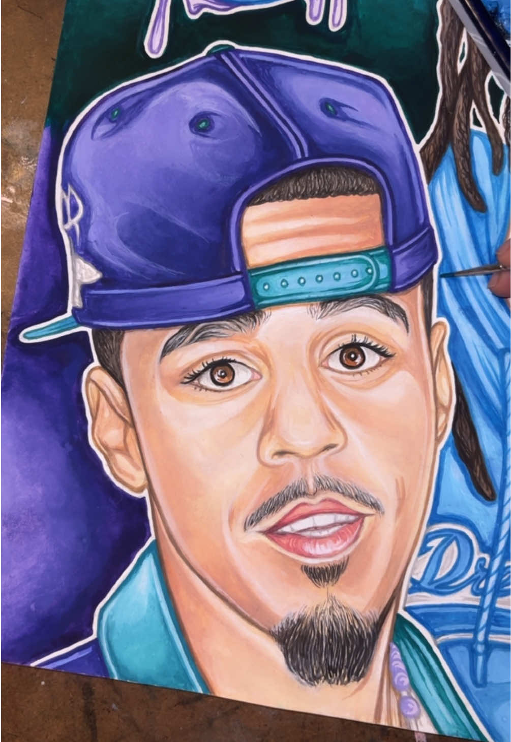 Here’s the 1st Portrait in the custom “J Cole” piece that I’ve been working on…. ✍🏽🥶🌎 #ArtByLegend #JCole #Art #Artist #Painting 