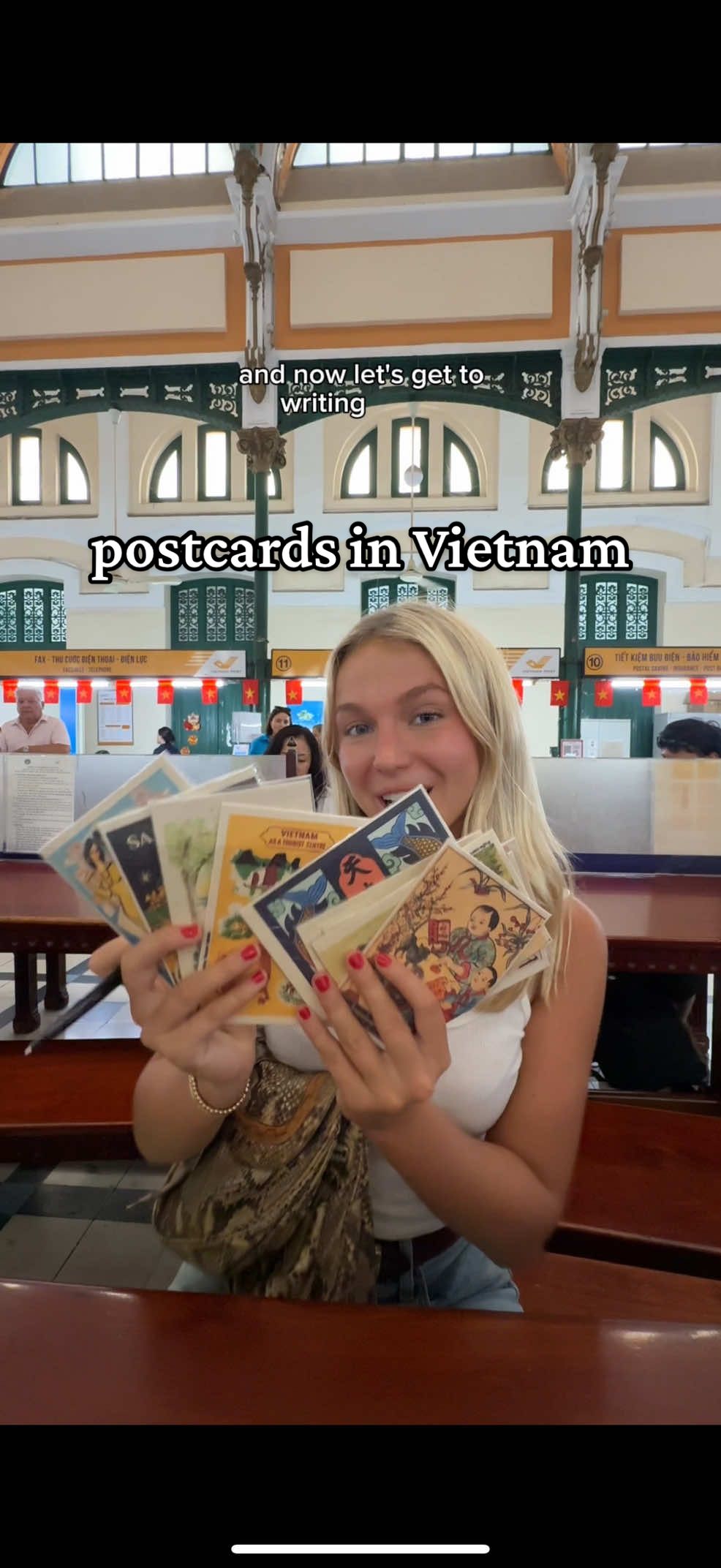try out this fun activity if you’re ever in Ho Chi Minh City, Vietnam 🇻🇳 this was my first time ever writing a postcard!  📍Book Street & Saigon Central Post Office #solotravel #solotravelwoman #travelinfluencer #vietnam #travelvlog 