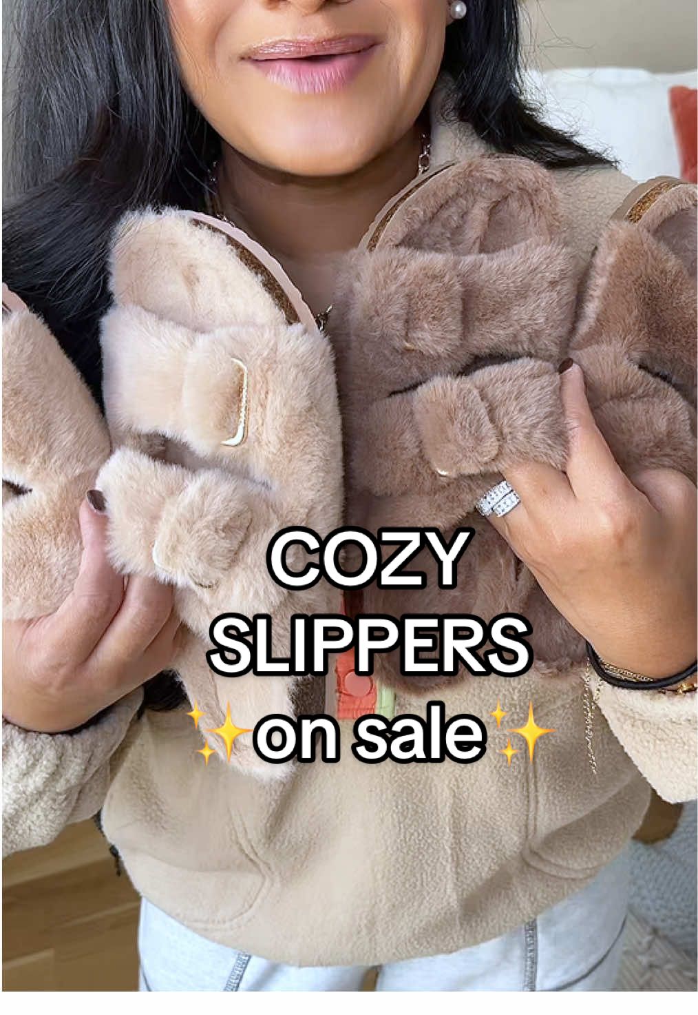 Seriously the coziest slippers I own for the price. They are so cute and would make a great gift!  #slippers #cozyslippers #fuzzyslippers #houseshoes #giftsforher @FITORY 
