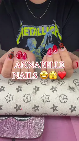 Annabelle nails in honor of conjuring tonight 🤩👏🏼❤️ #LanguageLearning #fypシ #annabelle #annabellecomeshome #theconjuringhouse 