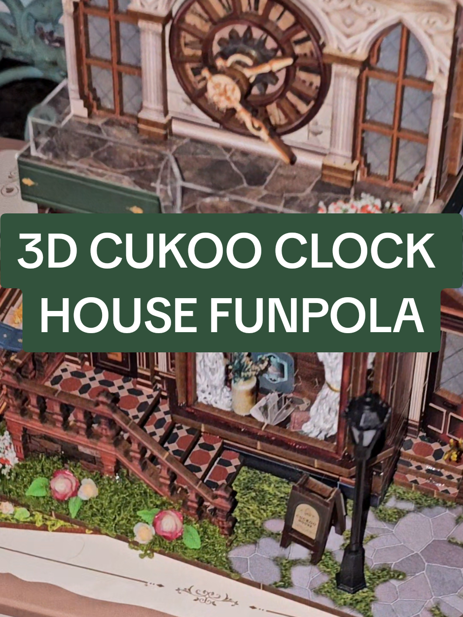 The Cukoo Clock House is such an adorable booknook! #booknookdiy #bookshelf #3dpuzzle #clock #DIY  @Funpola Official 