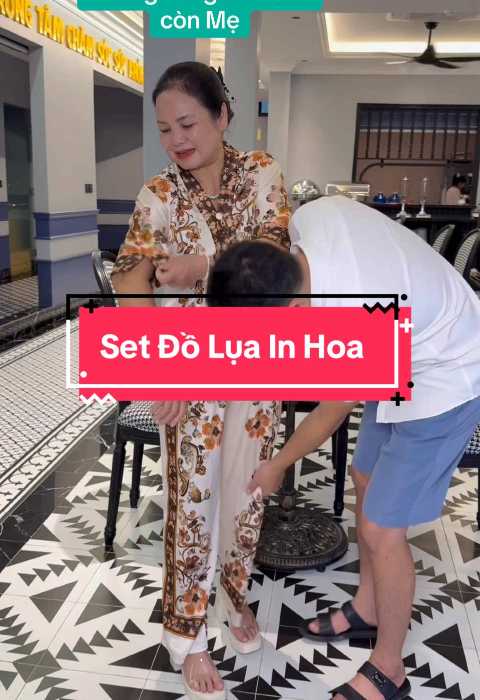 Bộ lụa in hoa tặng bà tặng mẹ, lụa mềm mịn #mehoa #tiktokshop #luainhoa #quavulan 