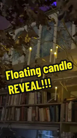 Do you like them on the branch with leaves or without? These floating candles with a remote control wand are so perfect for the library here in the old church!