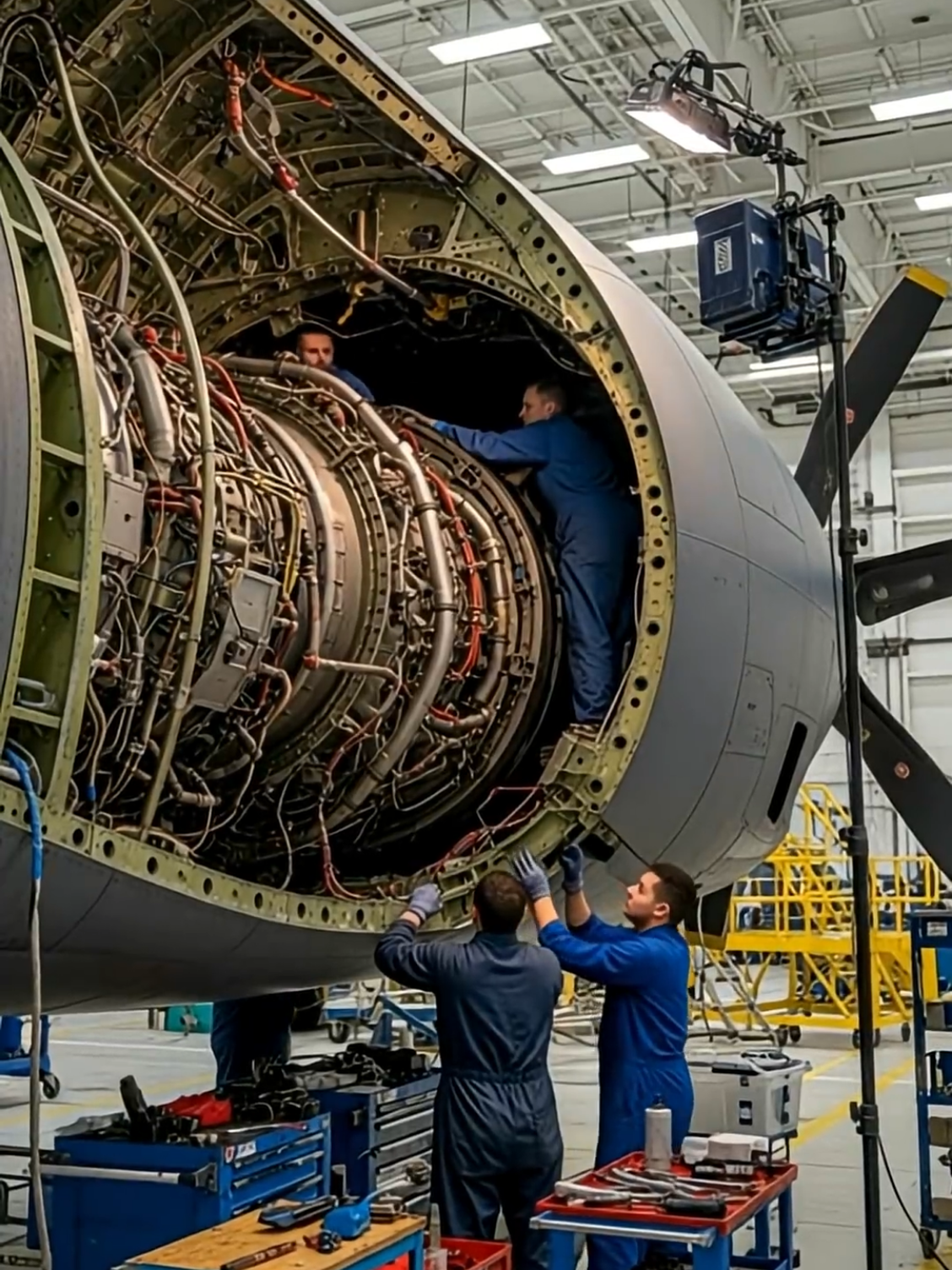 AC-130 aircraft engine mistakenly activated torque when not completed #Mashine #mashinework #factorywork #factory #menufacturing 