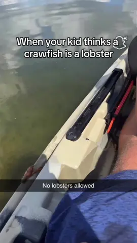 Kayaking took a turn when my husband caught a crawfish… and my son yelled “put that lobster back!” #funnykids #crawfish #dadsoftiktok #kayaking #parentsoftiktok 