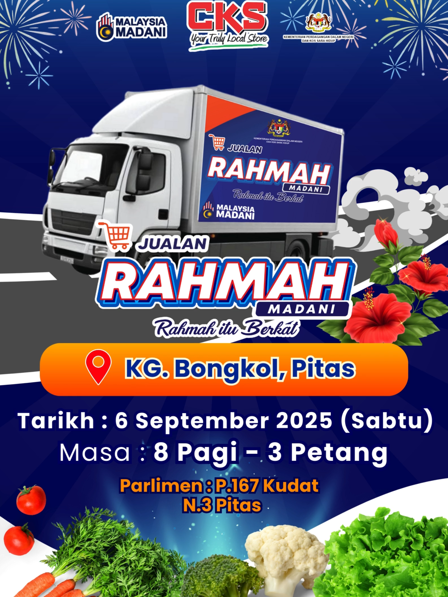 📢 𝑺𝒆𝒎𝒂𝒓𝒂𝒌 𝑴𝒂𝒍𝒂𝒚𝒔𝒊𝒂 𝒅𝒆𝒏𝒈𝒂𝒏 𝑱𝒖𝒂𝒍𝒂𝒏 𝑹𝒂𝒉𝒎𝒂𝒉 𝑩𝒆𝒓𝒈𝒆𝒓𝒂𝒌 di Pitas‼🤩🎉📢 Mari datang beramai-ramai ke Jualan Rahmah pada 𝟔 𝐒𝐞𝐩𝐭𝐞𝐦𝐛𝐞𝐫 ini di 𝑲𝒈. 𝑩𝒐𝒏𝒈𝒌𝒐𝒍, 𝑷𝒊𝒕𝒂𝒔🥰 📍𝑻𝒂𝒑𝒂𝒌 𝑻𝒂𝒎𝒖 𝑲𝒈. 𝑩𝒐𝒏𝒈𝒌𝒐𝒍 https://maps.app.goo.gl/7pBsDrUGytNPN9iF6 Barangan keperluan harian pada harga mampu milik menanti anda! Datang awal, stok terhad! 🛍️🛒 Jangan lepaskan peluang berjimat sambil berbelanja untuk keluarga tersayang ❤️ #JualanRahmah #HargaMampuMilik #BarangMurahUntukRakyat #MalaysiaMadaniRakyatDisantuni