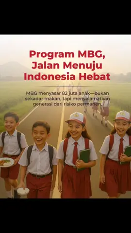 Masa depan yang cerah berawal dari gizi yang cukup. Program MBG hadir agar semua anak dapat menikmati makanan sehat setiap hari. Mari kita dukung bersama! #MBG #GenerasiSehat #BergiziGratis