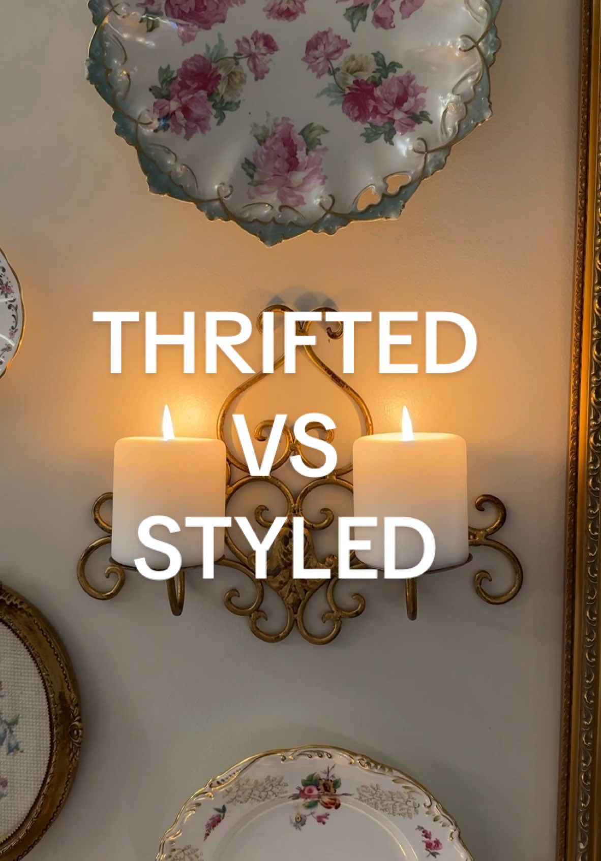 Thrifted vs styled! ✨💅🏼 these candles are such a vibe, especially at night! I love them 🥰 #thriftfinds #thriftedvsstyled #thriftedhomedecor #vintagehome #vintagefinds 