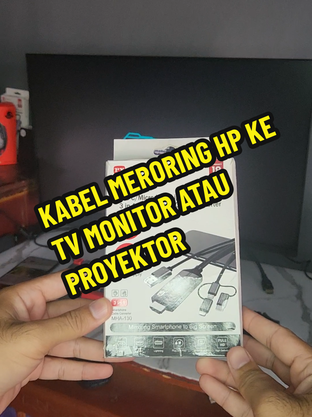 KABEL HDMI TO TYPE C LIGHTNING  DAN USB UNTUK MERORING HP KE TV MONITOR ATAU PROYEKTOR DARI BRIN PX #px #TYPEC #HDMI #MHL #MERORING 