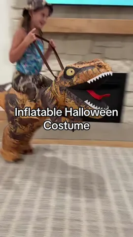 She is so excited to wear her inflatable Halloween costume this year and has to make sure it still fits everyday #halloweencostume #inflatablecostume 