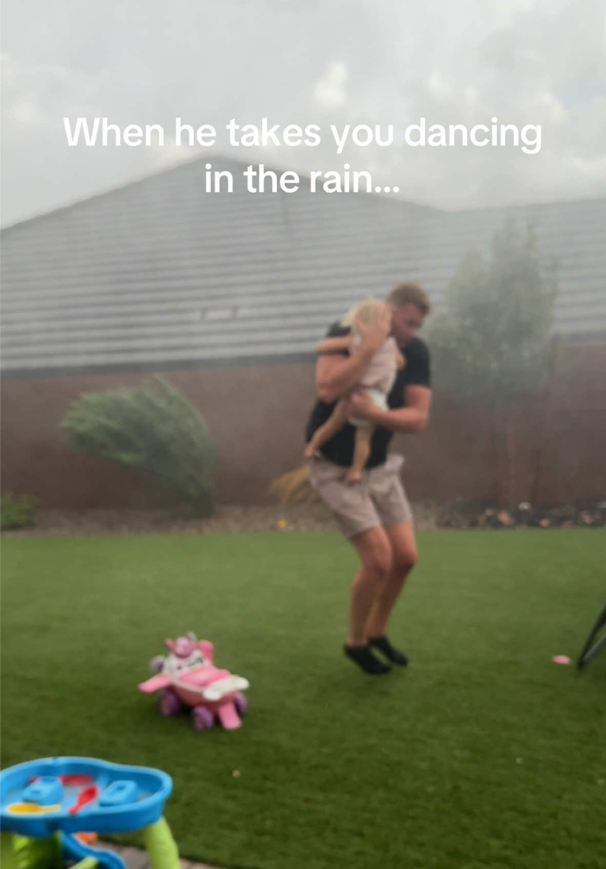 Can’t tell if she liked it or not hahahah #fail #daddydaugther #funny #fyp #dancingintherain 