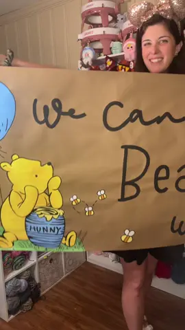 I could BEARLY fit this banner in the frame! 😳but talk about a cute theme and adorable set! 🐝 #poohbear #bannerartist #banners #baby 