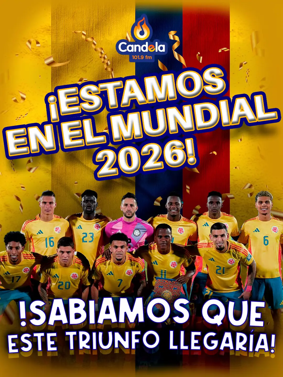🇨🇴💛💙❤️ ¡ES OFICIAL, COLOMBIA ESTÁ EN EL MUNDIAL 2026! 🌎⚽ Con garra, corazón y todo el sabor de nuestra tierra... ¡LO LOGRAMOS! Nuestra Selección nos llena de orgullo una vez más y el mundo se alista para sentir el rugido de los nuestros. ¡Prepárate, porque en 2026 el sueño es más real que nunca y el tricolor va con toda! 🔥 Vamos con toda, Colombia. ¡El mundo nos espera! 🔥 #seleccioncolombia #celebracion #mundial #colombia