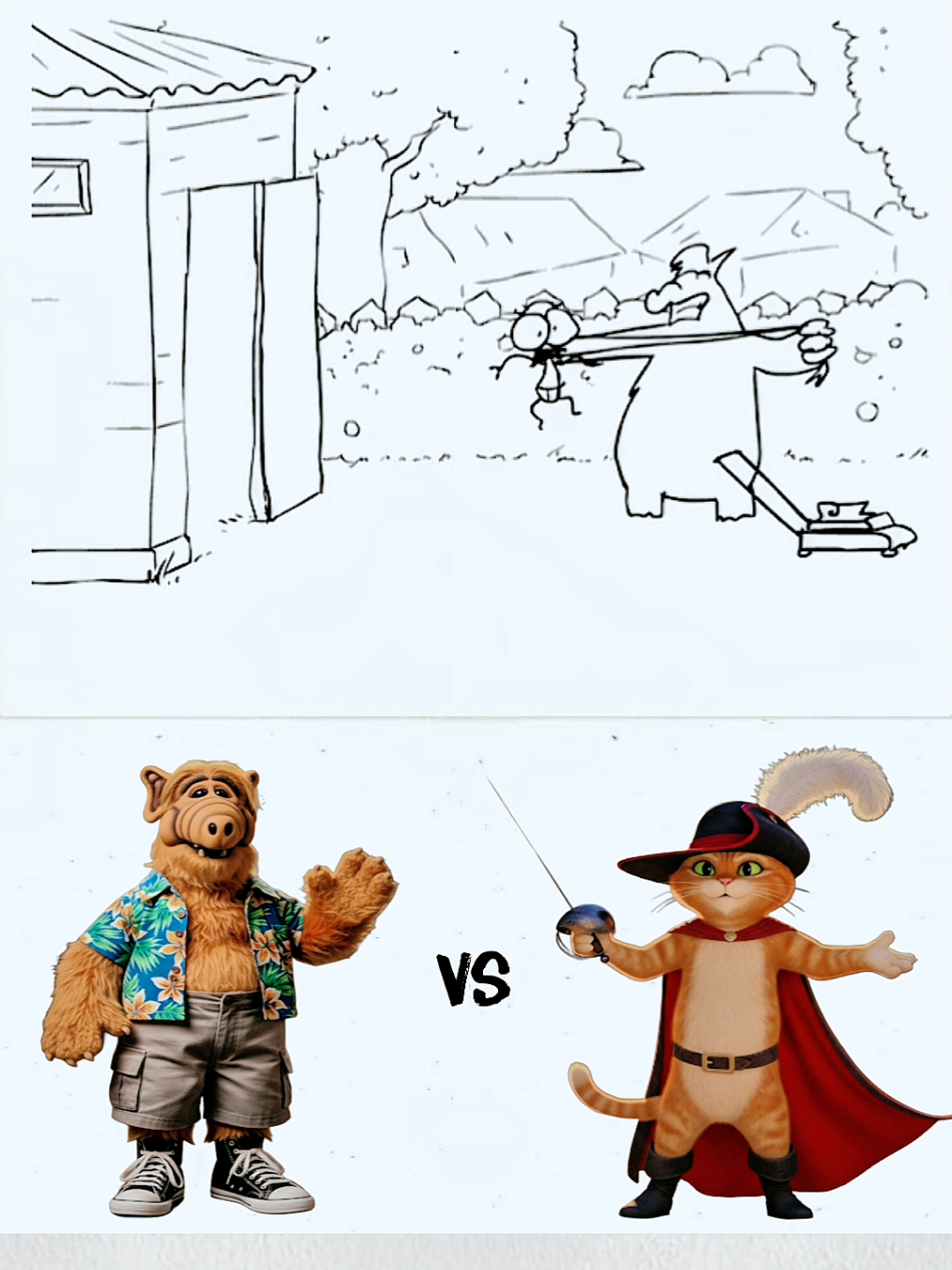 ALF vs Puss in Boots #animation #funny #cartoon #alf #pussinboots 