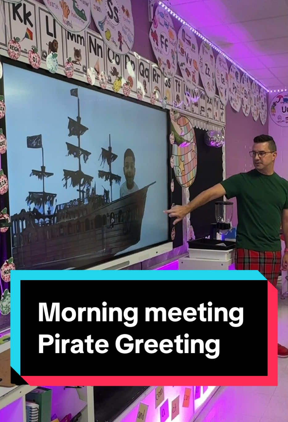 Aarrrr!  Talk like a pirate day is coming!  Celebrate in the classroom with this fun pirate greeting for morning meeting!  #teachersoftiktok #kindergarten #teachertok #teacherthings #morningmeeting #fyp#classroommanagement 
