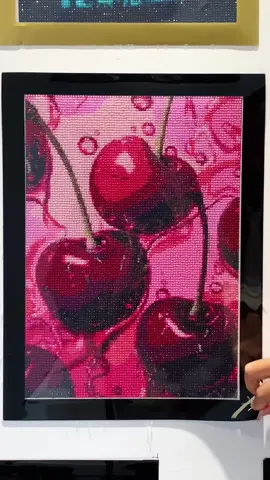 A cherry holds a touch of craftsmanship, a diamond shines with a burst of brilliance. DIY cherry diamond painting, bringing the romance of spring into your home.#diamondpainting #asmr #cherry #tiktokshop #diamondartclub 