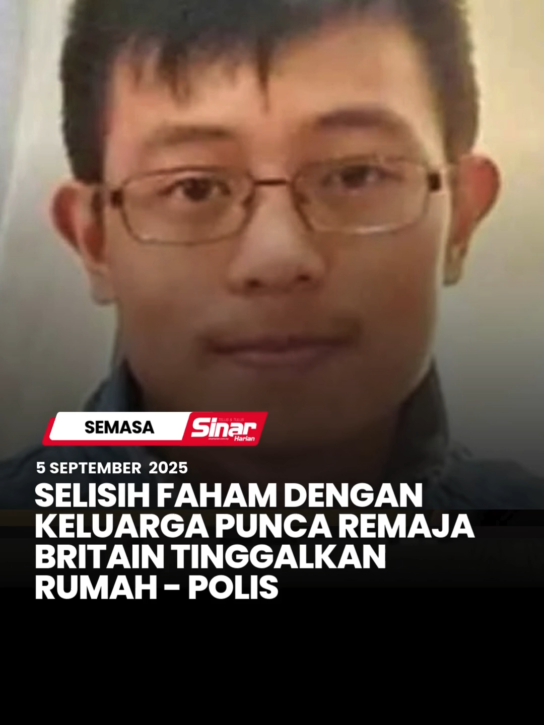 Perselisihan faham dengan keluarga dipercayai menjadi punca seorang remaja lelaki warga Britain meninggalkan rumah sebelum datang ke Malaysia pada awal Jun lalu. Remaja terbabit, David Renz Galletes Balisong, 17, dilaporkan hilang sejak 7 Jun sebelum ditemui selamat di sebuah hotel di Jalan Pudu, hasil maklumat orang awam pada Khamis. Anda boleh baca berita penuh di portal Sinar Harian di www.sinarharian.com.my atau swipe up di IG story serta jangan lupa follow IG @sinarharian untuk berita terkini dalam dan luar negara. #SinarHarian #SinarTerkini #KualaLumpur #WargaBritain #PerselisihanFaham
