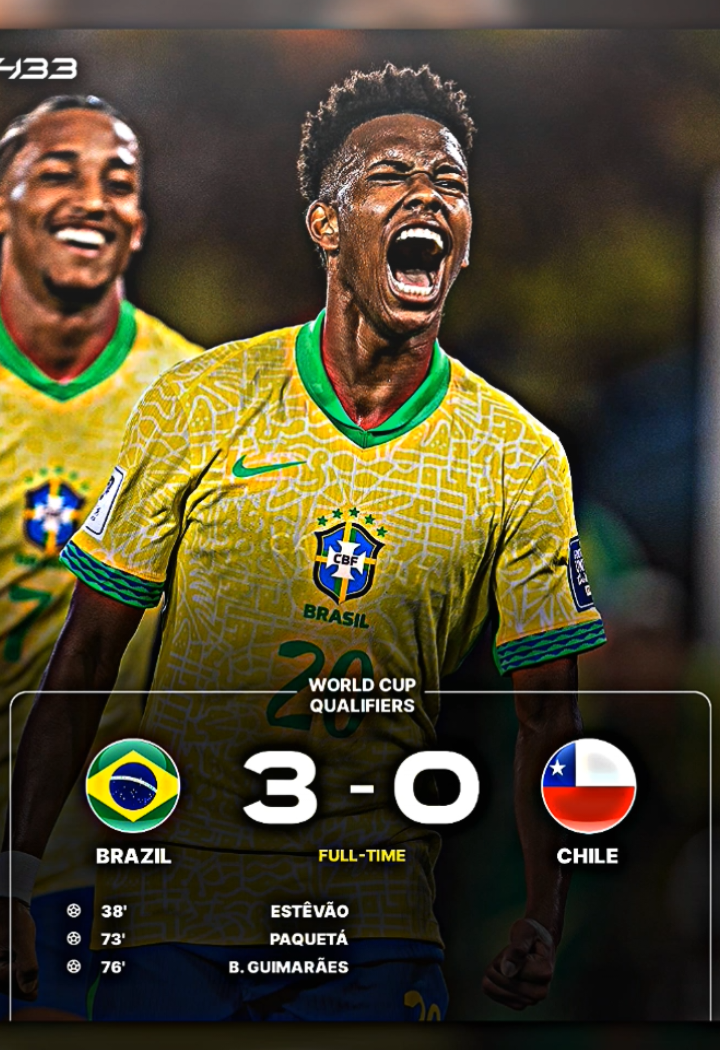 Brazil vs Chile (3-0), Brazil on fire! 🔥 Tiga gol tanpa balas, langkah mulus menuju Piala Dunia berlanjut 🌍🏆 #brazil #chile #worldcupqualifiers #football #footballtiktok #fyp 