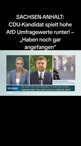 CDU-Spitzenkandidat Sven Schulze bezeichnete im Interview mit WELT die aktuellen Umfragewerte in Sachsen-Anhalt als Momentaufnahme. Die CDU habe den Wahlkampf bislang noch nicht aufgenommen und plane, in den kommenden zwölf Monaten klar definierte inhaltliche Akzente zu setzen. Schulze äußerte zudem Kritik an einem möglichen AfD-Verbotsverfahren und betonte, die AfD im Parlament politisch schlagen zu wollen. Den Unvereinbarkeitsbeschluss hingegen halte er nach wie vor für nicht aufhebungsbedürftig. #cdu #afd #sachsenanhalt #fyp #NACHRICHTEN 