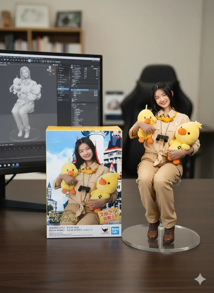 1. Buka app Gemini.ai 2. Pilih foto yang mau diedit 3. Masukan promt: Create a 1/7 scale commercialized figure of the character in the illustration, in a realistic style and environment. Place the figure on a computer desk, using a circular transparent acrylic base without any text. On the computer screen, display the ZBrush modeling process of the figure. Next to the computer screen, place a BANDAI-style toy packaging box printed with the original artwork 4. Bisa buka website Pixelcut.ai agar kualitas foto HD 5. Selesai tinggal upload #miniatur #tutorial #fyp #erinejkt48 #jkt48 