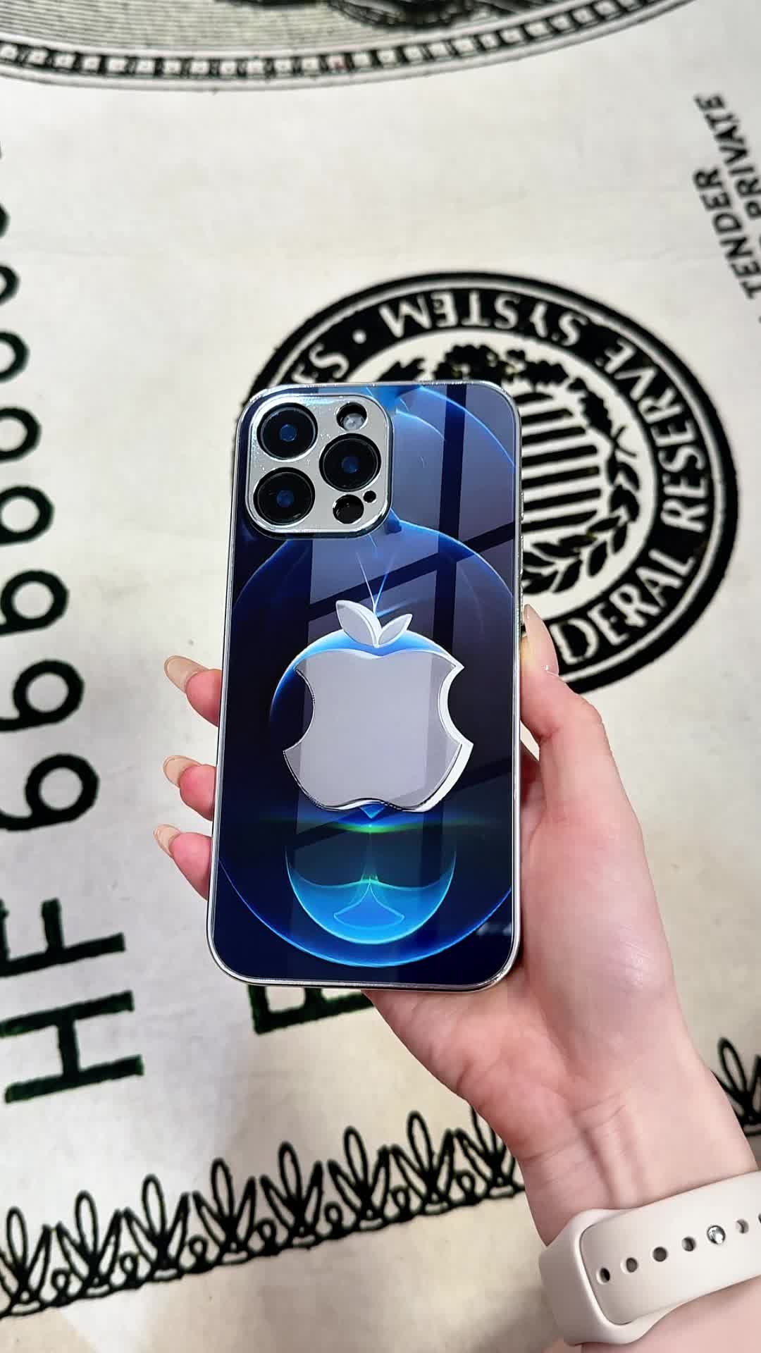 A Creative Blue Light Gradient Metallic Dual-Notch Apple Print Pattern Electroplated TPU Phone Case with Lens Protection for Iphone Models 16 15 14 13 12 11 Pro Max Plus Pro/Xs/Xsmax, Featuring Full Coverage And Drop-Resistant Tempered Glass #iphonecase #phonecases #iphone15promaxcase #iphone16promaxcase #iphone16case #iphone14promaxcase #iphone13promaxcase #iphone14case #iphone13case #iphone15case #Bestseller #Fashion #Holiday #gifts