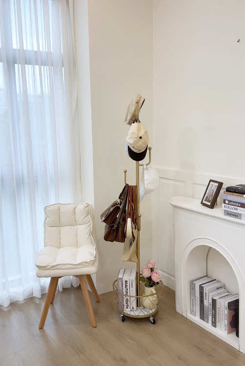 Hang it up at home! Floor-standing coat rack saves you from putting things in a mess #coat rack #rotating wardrobe #storage organization #good stuff to share #rotating coat rack