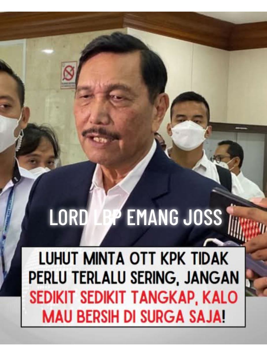Menteri Koordinator Kemaritiman dan Investasi (Menko Marves), luhut Binsar Pandjaitan, mengkritik kinerja Komisi Pemberantasan Korupsi atau KPK dalam upaya pemberantasan korupsi. Dalam kritiknya tersebut, Luhut menyoroti KPK yang dianggapnya terlalu banyak melakukan operasi tangkap tangan atau OTT. Karena itu, Luhut meminta agar OTT yang dilakukan KPK tidak perlu terlalu sering. Sebab, menurutnya, akan membuat citra negara Indonesia jelek di mancanegara. Luhut mengatakan, efisiensi dan digitalisasi merupakan kunci. Menurut dia, jika seseorang mau bekerja dengan hati, mereka bisa berhasil tanpa menjadi pencuri. Kemudian, Luhut meminta KPK agar tidak kerap melakukan OTT. Menurut dia, ketika sistem digitalisasi sudah berhasil maka tidak akan ada koruptor yang berani melakukan korupsi. 